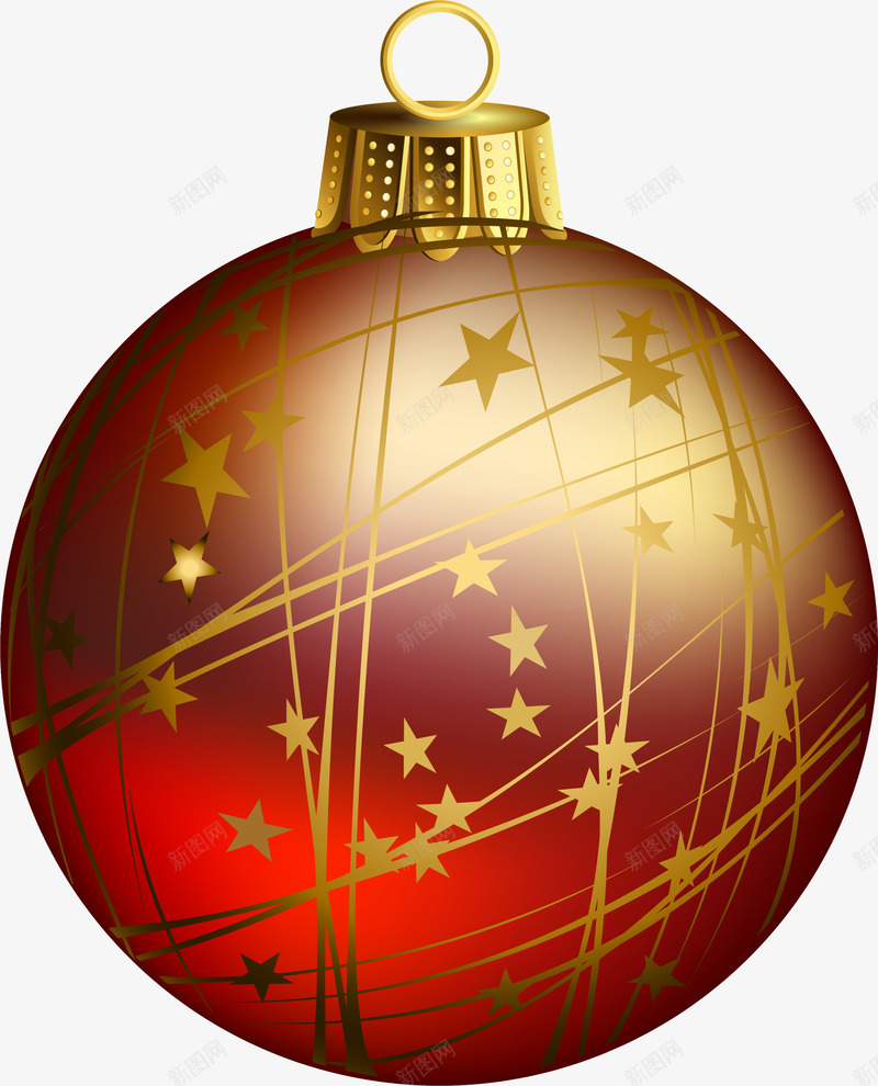 金色线条圣诞球png免抠素材_88icon https://88icon.com 圣诞快乐 圣诞节 彩球 星星图案 节日挂件 金色圣诞球