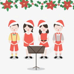圣诞节孩子歌唱矢量图素材