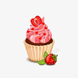 水果与冰淇淋草莓小蛋糕高清图片
