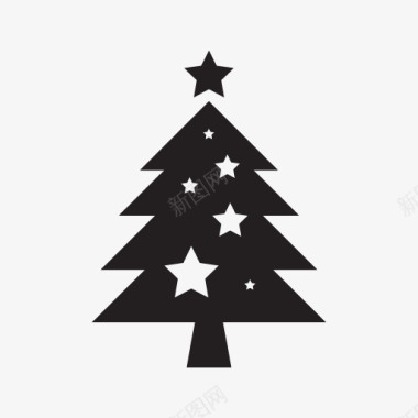 圣诞出行漂亮圣诞树装饰图标黑色图标
