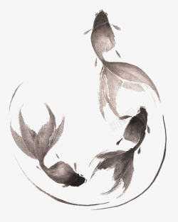 金鱼插画中国风水墨鱼高清图片