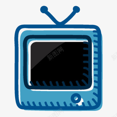 蓝色的电视机icon图标图标