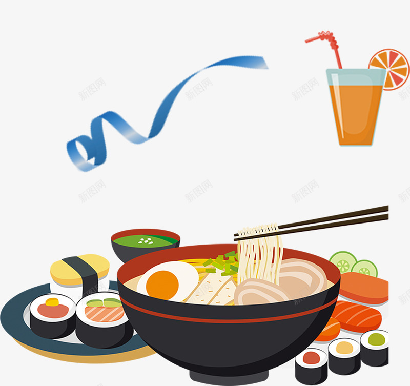 韩式食物装饰元素psd免抠素材_88icon https://88icon.com 吃货 果汁 购物攻略 面条 食物