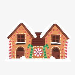 在食物堆里的糖果屋卡通糖果圣诞姜饼屋高清图片