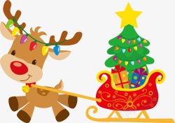 圣诞礼物挂件圣诞麋鹿拉雪橇高清图片
