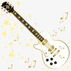 吉它金色星星音符和吉它高清图片