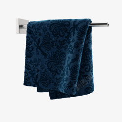 蓝色花纹浴巾架素材