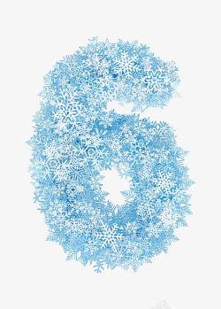 雪花数字创意合成蓝色雪花数字6高清图片