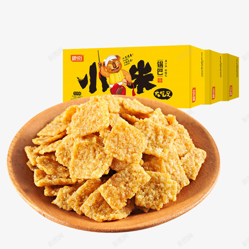 大吃兄锅巴png免抠素材_88icon https://88icon.com 产品实物 休闲食品 零食 黄色 黑小米