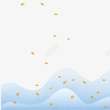 两片落叶大雪景色图标图标
