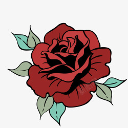 一朵手绘的红色玫瑰矢量图素材