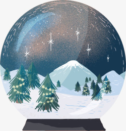 冬季的星空水晶球矢量图素材