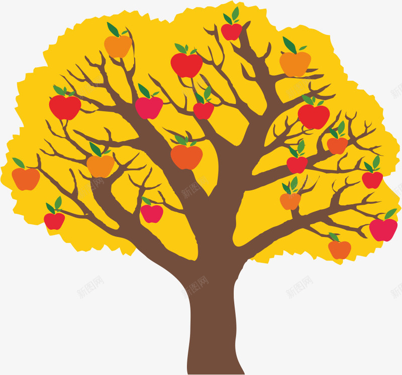 苹果树png免抠素材_88icon https://88icon.com Q版苹果树 创意 卡通 可爱 大树 手绘 抽象 果实 树木 植物 橘红 秋天 苹果