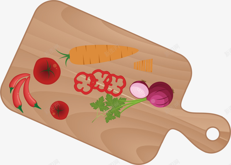 木质菜板png免抠素材_88icon https://88icon.com 木菜板 矢量素材 红辣椒 胡萝卜 菜板