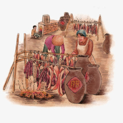 褐色中国风腊肉装饰图案素材