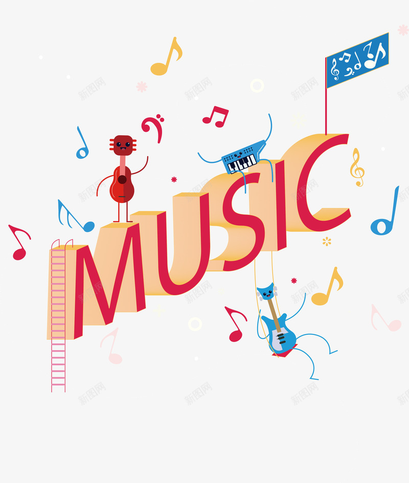 创意可爱music文字矢量图ai免抠素材_88icon https://88icon.com ra 矢量music文字下载 英文 音乐 音符 矢量图