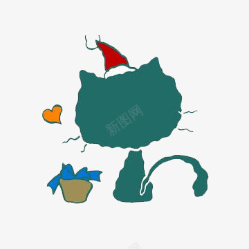 卡通小猫咪png免抠素材_88icon https://88icon.com 动物 卡通 小猫咪 帽子 彩带 心形 红色 蓝色 黄色