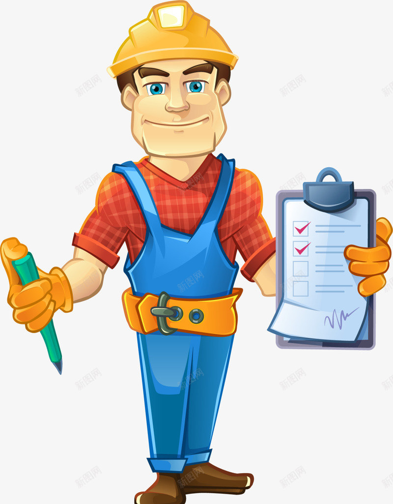 卡通人物工程师png免抠素材_88icon https://88icon.com 卡通人物 卡通工程师 白色纸张 站立 笑脸 绿色铅笔