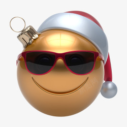 金色微笑圣诞彩球素材