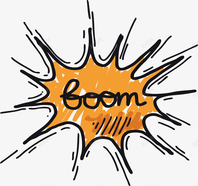 橘色涂鸦爆炸效果png免抠素材_88icon https://88icon.com BOOM 橘色 爆炸贴 矢量素材 锯齿