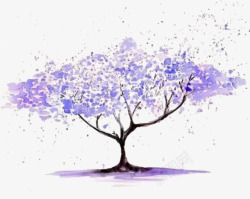 蓝色水晶树蓝色叶子素材