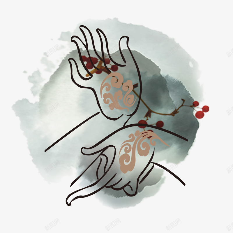 推拿按摩png免抠素材_88icon https://88icon.com 中国风 按摩 推拿 推拿按摩展板 推拿按摩海报 水墨