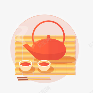 红色茶壶图标图标