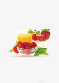草莓与草莓汁橙汁素材