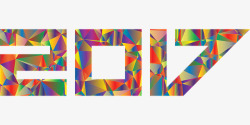 彩色几何风格2017年字体素材