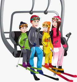 滑雪场游玩的人矢量图素材