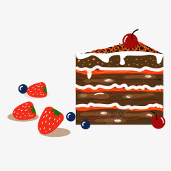 卡通手绘草莓蛋糕素材