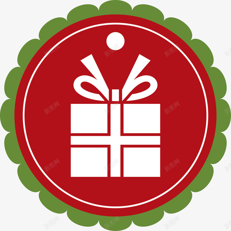 红色礼盒标志png免抠素材_88icon https://88icon.com 勋章 圣诞礼物 圣诞节 徽章 礼品 红色标志 装饰图案
