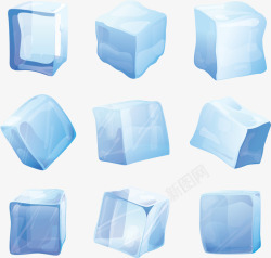 蓝色精致夏季冰块矢量图素材