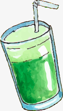 绿色水彩清新蔬菜汁素材