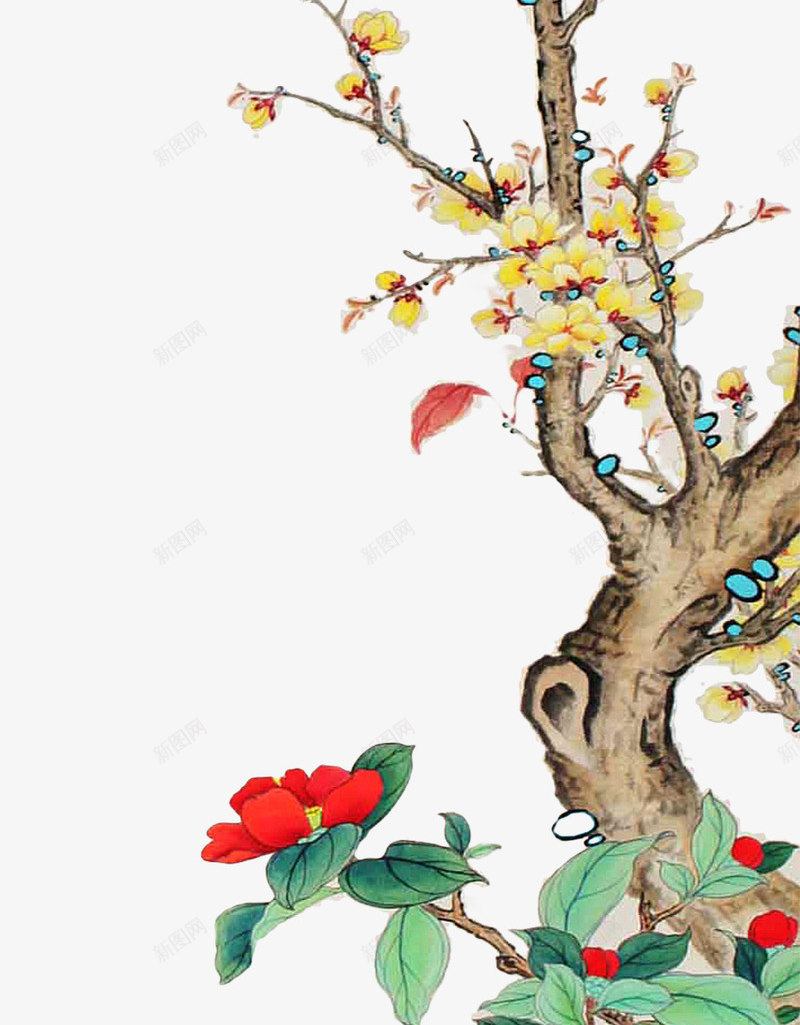 树枝上的梅花和小鸟png免抠素材_88icon https://88icon.com 小鸟 手绘 树枝 梅花