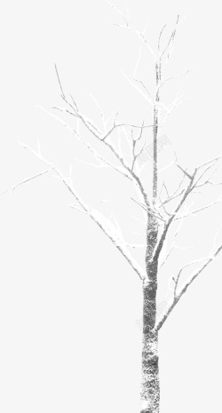 白色卡通雪景树枝素材