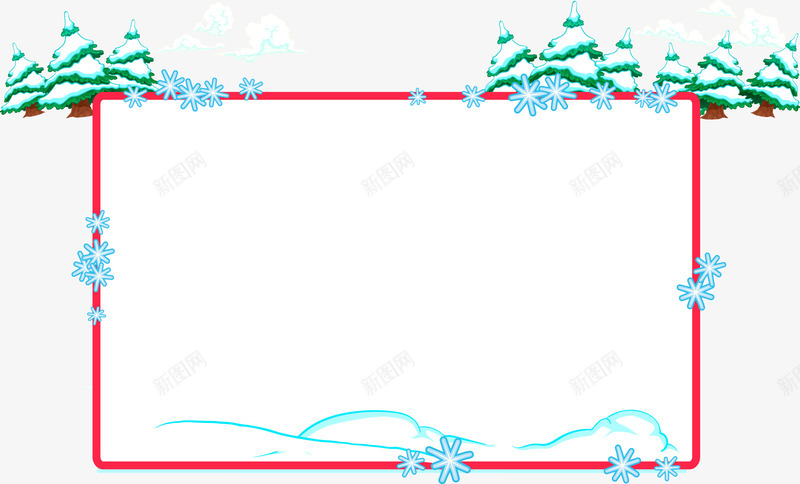 手绘雪花边框png免抠素材_88icon https://88icon.com 冬季 手绘 板子 标签 边框 雪花