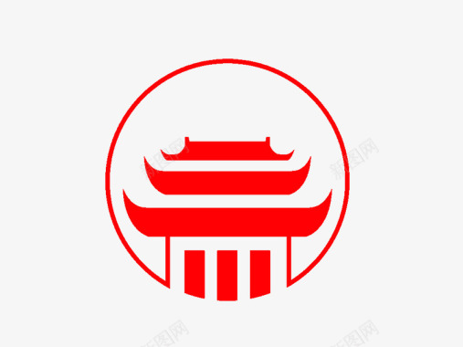 听诊器的轮廓中国风建筑logo图标图标