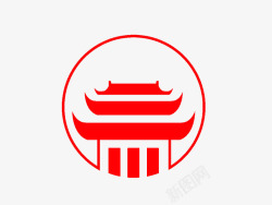 中国风红色亭子建筑中国风建筑logo图标高清图片