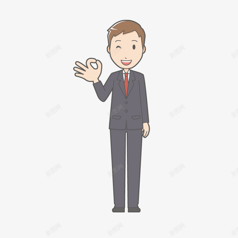 OK手势的卡通男人png免抠素材_88icon https://88icon.com OK手势 人物 动作 开心的 男人 白领 表情 西装