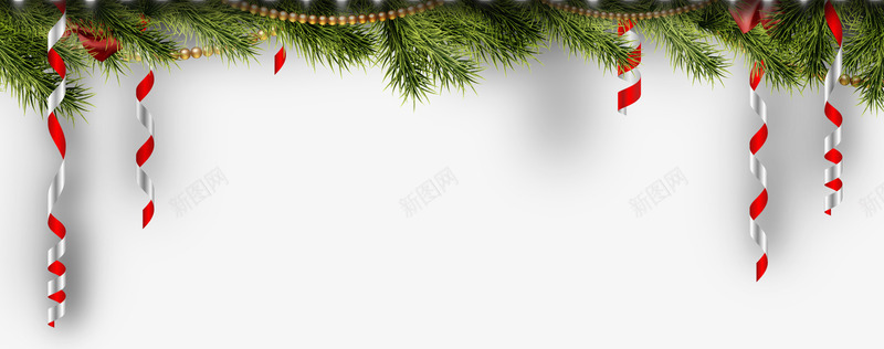 圣诞节元素png免抠素材_88icon https://88icon.com 圣诞树 圣诞节 彩带 松树 绿色
