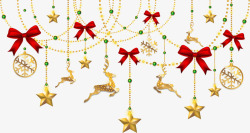 蝴蝶结圣诞球圣诞节金色麋鹿挂饰高清图片