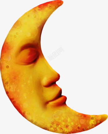手绘月亮公公png免抠素材_88icon https://88icon.com 手绘 月亮 睡觉 表情 黄色