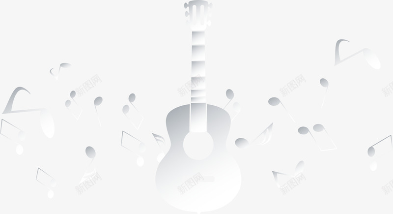 白色吉他音符png免抠素材_88icon https://88icon.com 免抠PNG 吉他 白色 艺术 装饰图案 音乐 音符