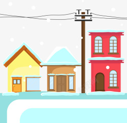 房子雪景插画矢量图素材