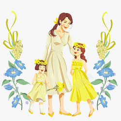漂亮妈妈与她的小公主们装饰素材