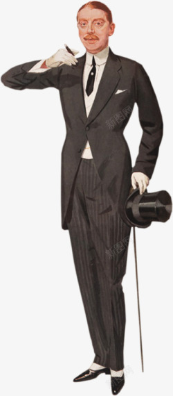 抽雪茄的男人英式绅士燕尾服造型高清图片