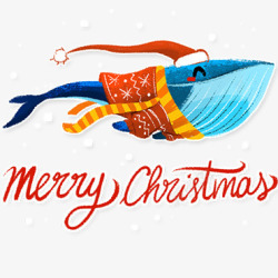 merryChristmas圣诞快乐卡通穿毛衣的鲸鱼素材