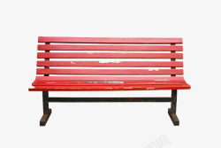 长椅子公园里的红色木凳子实物图高清图片
