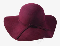 复古紫红色大檐帽素材